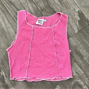 Princess Polly Pink Ribbed Crop Tank Top